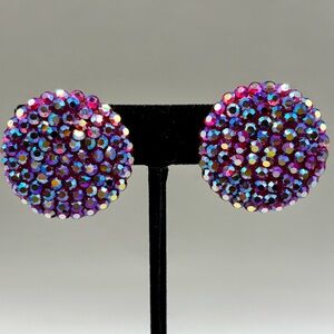 Dazzling Red Phoenix AB Aurora Borealis Crystal clip Earrings